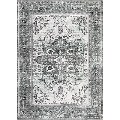 Washable Area RugsStain Resistant Rugs Non-Slip Backing Home Decor Rug Traditional  Design Vintage Medallion Pattern Rugs