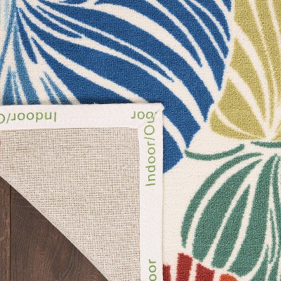 Multicolor Tropical Leaf Pattern Outdoor Area Rug