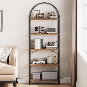 Arched Bookshelf 5 Tier Bookcase 70.87"in Modern Bookcase Display Rack Tall Standing Shelf with anti-tipping kit - 1 of 4