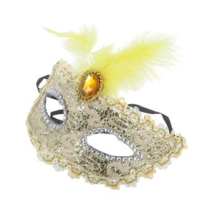 Unique Bargains Dragon Pattern Feather Half Face Party Mask 1 Pc - 1 of 4