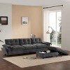 104 Inch L-Shaped Sectional Sofa with Ottoman, Sofa with Charging Ports and Side Pockets, Chenille Sofa with Wood Frame-Coolbibila - 2 of 4
