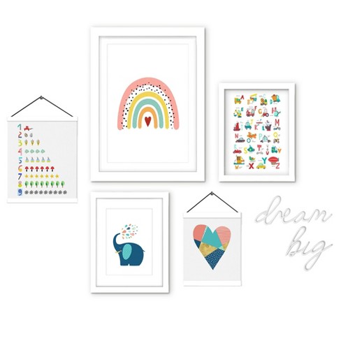 Americanflat 6 Piece White Framed Gallery Wall Art Set - Colorful Children's Art Set