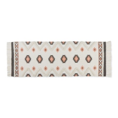 Design Imports Southwestern Textured Fringe - Gray & Blush - 2 Ft 3 In X 6 Ft