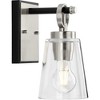 Progress Lighting Cassell 1-Light Vanity Fixture, Brushed Nickel/Matte Black, Clear Glass Shade: Luxe Industrial/Transitional, Damp Rated - 4 of 4