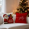 Christmas Pillow Covers 18x18 inch Set of 4, Holiday Winter Indoor Red Vintage Xmas White Snowman Burgundy - 3 of 4