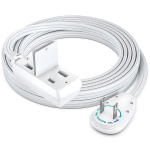 Maximm Cable 360 Degree Rotating Flat Plug Extension Cord 16 AWG 3-Outlet, 2 Prong with Safety Cover - UL Certified - 1 of 4