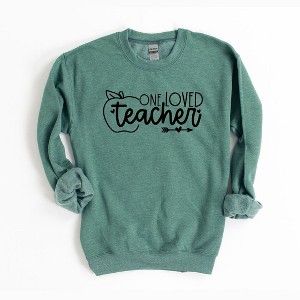Simply Sage Market Women's Graphic Sweatshirt One Loved Teacher Apple - 1 of 3