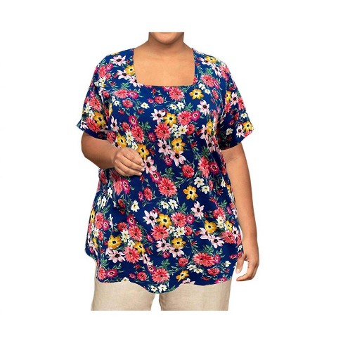 Women's Printed Square Neck Tunic - Plus - On The Plus Side - image 1 of 4