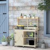 Outsunny Wooden Potting Bench, Outdoor Potting Table with Storage Cabinet, Storage Shelves, Aluminum Tabletop for Backyard, Patio, Balcony - 2 of 4