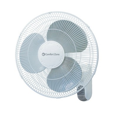 Comfort Zone 16" Oscillating Wall Fan with Remote White