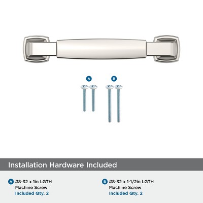 Polished Nickel 3-3/4" Cabinet Drawer Pull with Mounting Hardware