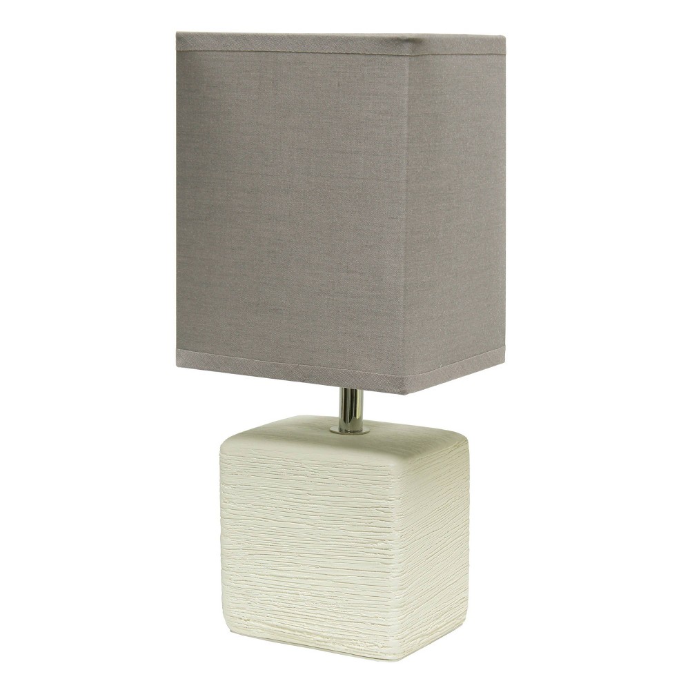 Photos - Floodlight / Garden Lamps Petite Faux Stone Table Lamp with Fabric Shade White - Simple Designs
