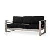 Christopher Knight Home Cape Coral 76" Outdoor Aluminum 3 Seater Sofa with Tray and Sunbrella Cushions - 4 of 4