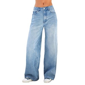 Wide Leg Jeans for Women Bagyy Denim Pants Barrel Leg Jeans Cotten Blend Jeans All Season Jeans for Women Five Pocket Jeans - 1 of 4