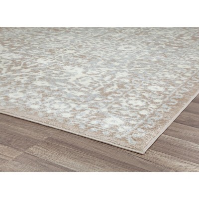 Ivory Synthetic 9' x 12' Stain-Resistant Rectangular Area Rug