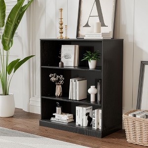 31" Black Doorless Wood Grain Decorative Storage Cabinet, for Bedroom, Living Room - 1 of 3