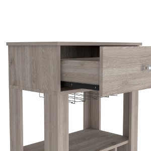 Kitchen Cart with Twelve Built-in Wine Rack and One Open Shelf - 1 of 4
