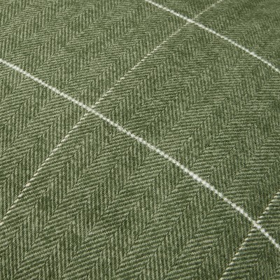 Dark Green Cotton Windowpane Plaid Oblong Bed Pillow