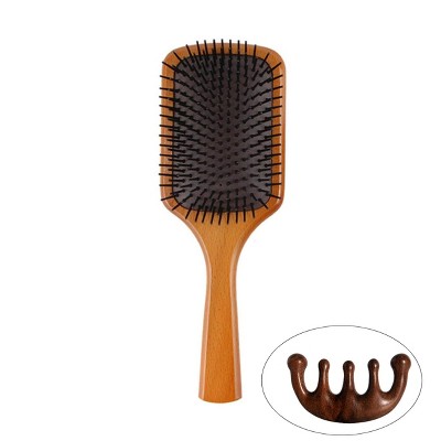 Portable Hair Brush for Women Wooden Hair Comb Paddle Brush Hairdressing Brush