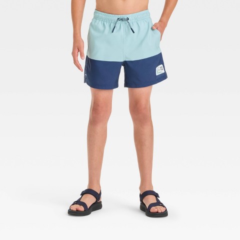 Art Class Boys' Quarter Striped Swim Trunks - art class™ Blue XS: Adjustable Waistband, UPF 50+, Front Drawstring, Machine Washable