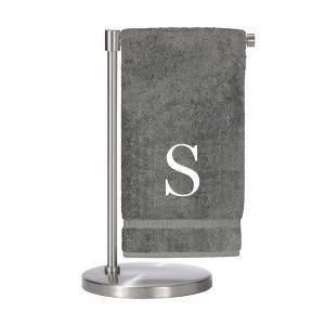 BC BARE COTTON Monogrammed Bath Towel, Personalized Gift, Set of 2 - Gray - Silver Block - 1 of 4