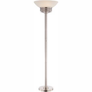Possini Euro Design Light Blaster Art Deco Torchiere Floor Lamp 72 1/2" Tall Brushed Nickel LED Frosted Glass Bowl Shade for Living Room Bedroom House - 1 of 4