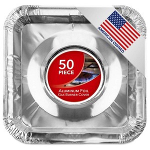 Stock Your Home Square Disposable Aluminum Foil Gas Burner Liners (50 Pack) - 1 of 3