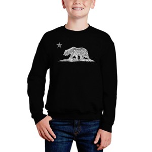 LA Pop Art California Bear - Boy's Word Art Crewneck Sweatshirt - 1 of 3