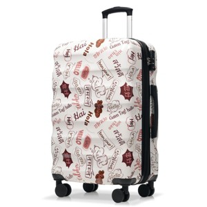 Syemin Luggage 28 Inch Expandable Checked Luggage Lightweight Glossy Hardshell Travel Suitcase with Spinner Wheels TSA Lock, White, 19.7"*12.2"*30.1" - 1 of 4