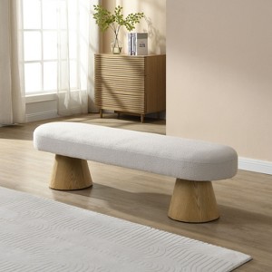 NicBex Modern Mushroom-Shaped Boucle Ottoman Dining Bench with Sturdy Wooden Base,Upholstered Long Bench for Living Room,Bedroom - 1 of 4