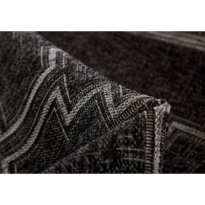 Black Rectangular Synthetic 5' x 7' Stain-Resistant Rug