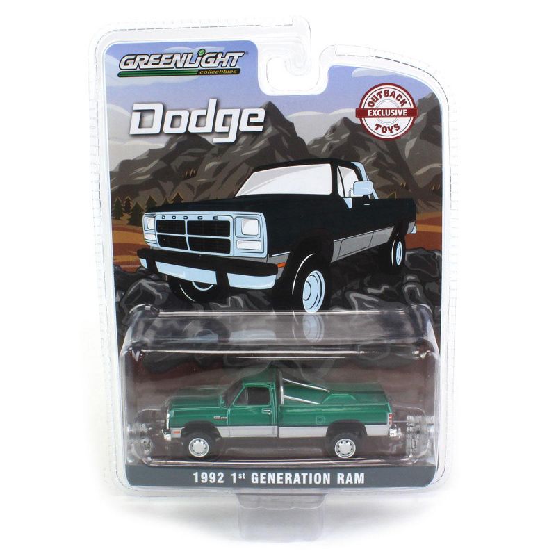 1/64 1992 Dodge Ram 1st Generation, Lifted, Green & Silver, Outback Toys Exclusive - Green Machine, 51385-AGREEN, 1 of 2