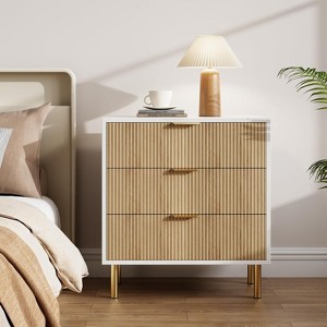 Modern 3 Drawer Dresser for Bedroom with Gold Handle and Large Drawer - 1 of 4