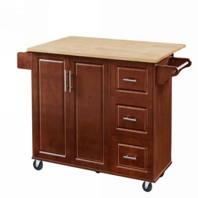 LunaLulinlk Kitchen Island with Drop Leaf Countertop, Rolling Kitchen Island Cart Retro Brown