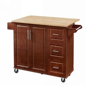 LunaLulinlk Kitchen Island with Drop Leaf Countertop, Rolling Kitchen Island Cart Retro Brown - 1 of 4