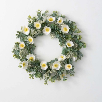 Sullivans Artificial Eucalyptus Poppy Wreath