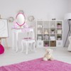 Angel Sar Kids Vanity Set, Floral Printed Wooden Makeup Dressing Table with Mirror and Stool, Pink Princess Role Play Furniture with Storage for Girls - 3 of 4