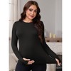 INSPIRE CHIC Women's Maternity Long Sleeve T-shirts Crew Neck Yoga Blouse Pregnancy Tee Clothes - 3 of 4