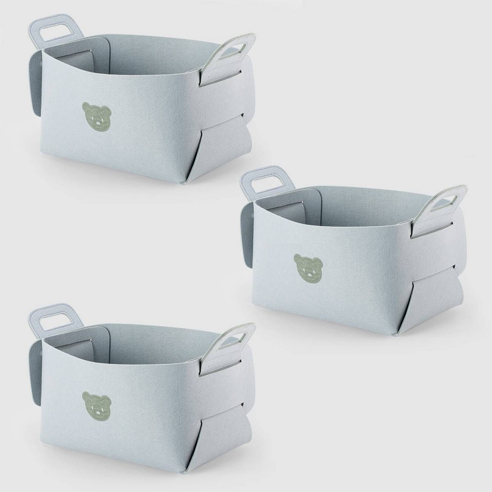 VUSIGN 3pk Felt Storage Basket Small Gray