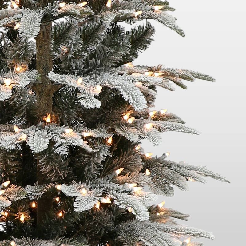 7.5ft Pre-Lit Flocked Alaskan Fir Artificial Christmas Tree - Puleo, 4 of 5