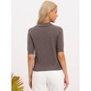 INSPIRE CHIC Women's Short Sleeve V Neck Knitted Summer Fall  Business Polo Shirt - 3 of 4