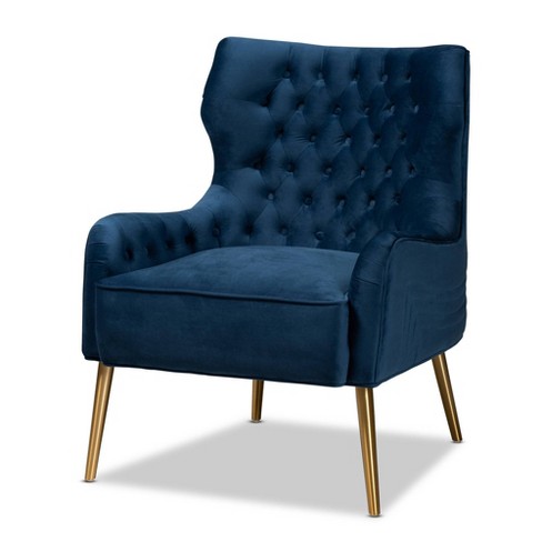 Nelson Metal Armchair Navy Blue gold Baxton Studio Target