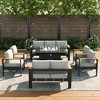 LayinSun 7 Pieces Aluminum Outdoor Patio Furniture Set with Fire Pit Table, Outside Metal Patio Conversation Sets with Deep Seating and Thick Cushions - 2 of 4