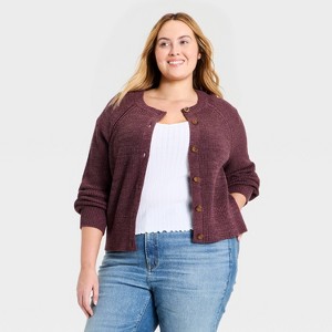 Women's Iconic Cotton Cardigan - Universal Thread™ Purple 3X : Target