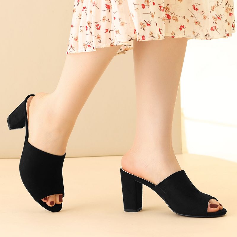 Perphy Women Slip on Chunky Heels Mules Slide Sandals, 2 of 7
