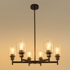 DORESshop 6-Light Black Farmhouse Chandelier with Adjustable Height, Industrial Clear Glass Pendant Light for Dining Room - 3 of 4