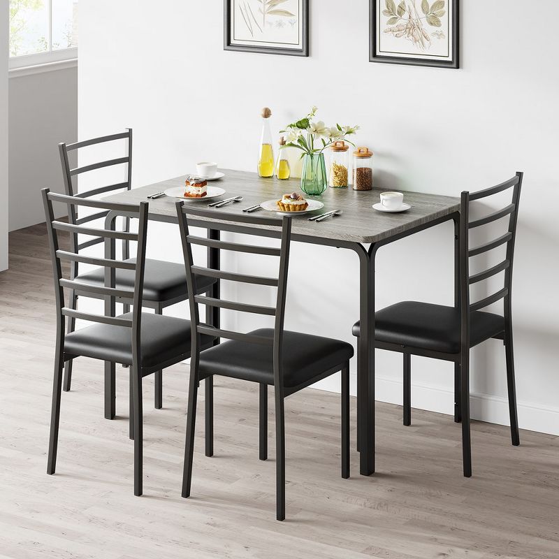 Whizmax Kitchen Dining Room Table Set for Dinette, Breakfast Nook, 4 PU Metal Frame Chairs,Rectangular, Seating for Four, 2 of 11