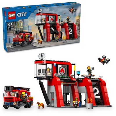 LEGO City Fire Station with Fire Truck Pretend Play Toy 60414_1