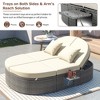 Outdoor Patio Rattan Round Daybed Sunbed with Adjustable Backrests and Foldable Cup Trays - 4 of 4