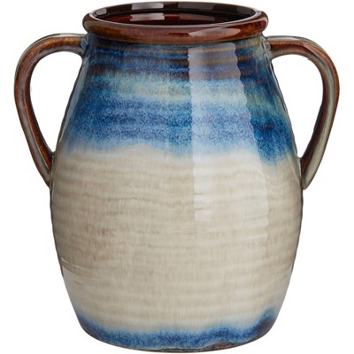 Kensington Hill Modern 8 1/2" High Blue Multi-Color 2-Handle Ceramic Vase